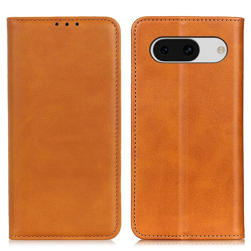 For Google Pixel 8a Case Anti-Collision Phone Cover Wallet Stand Split Leather Shell - Brown
