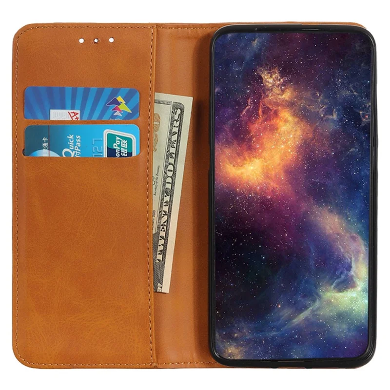 For Google Pixel 8a Case Anti-Collision Phone Cover Wallet Stand Split Leather Shell - Brown