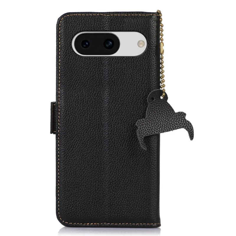 Per Google Pixel 8a Case Genuine Cow Leather Phone Cover con RFID Blocking - Nero