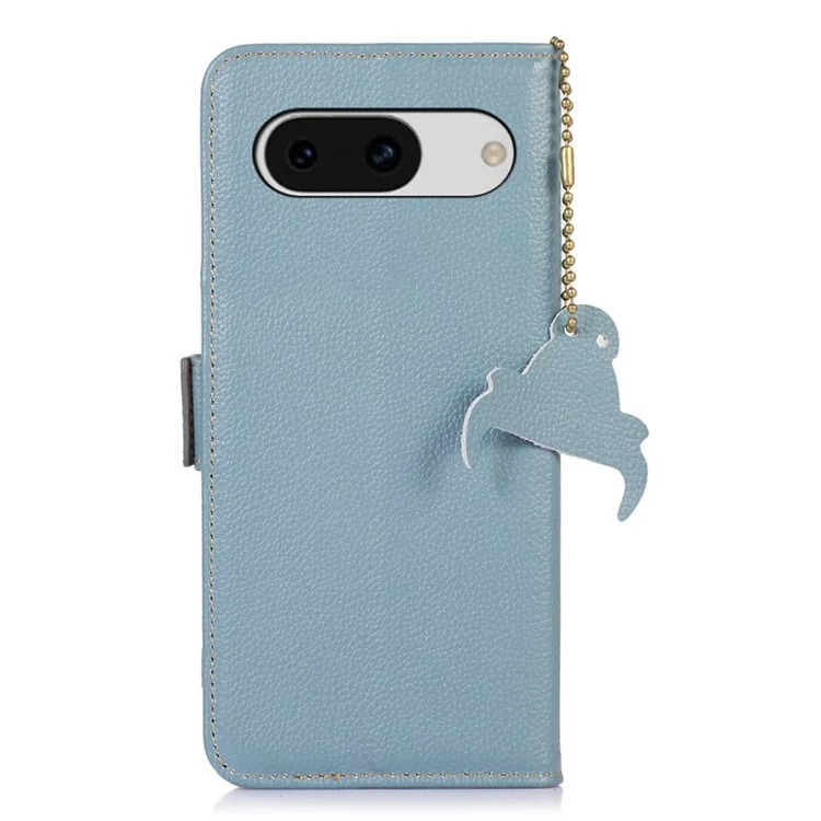 Para Google Pixel 8a Case Genuine Cow Leather Phone Cover with RFID Blocking - Blue