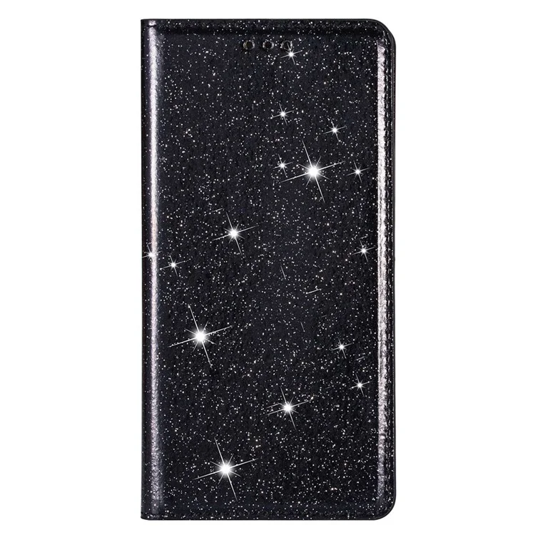 Para Xiaomi Redmi 12 4G / 5G (Global) / Poco M6 Pro 5G Capa Glitter Capa do telefone com suporte para cartão - Preto