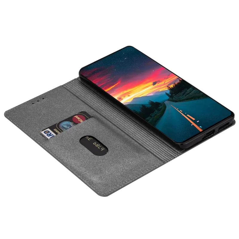For Xiaomi Redmi 12 4G / 5G (Global) / Poco M6 Pro 5G Case Glittery Phone Cover with Card Holder - Grey