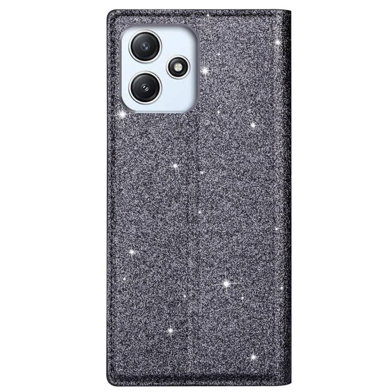 For Xiaomi Redmi 12 4G / 5G (Global) / Poco M6 Pro 5G Case Glittery Phone Cover with Card Holder - Grey