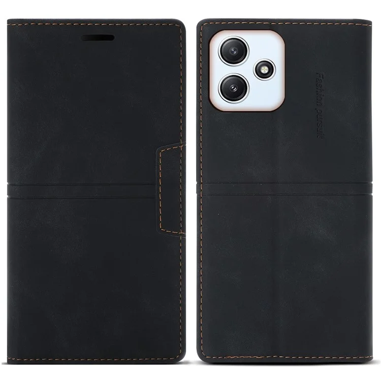 Para Xiaomi Redmi 12 4G / 5G (Global) / Poco M6 Pro 5G Capa Carteira de Couro PU - Preto