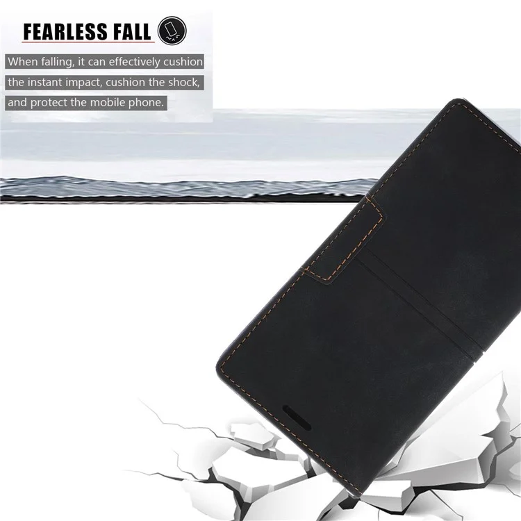 Para Xiaomi Redmi 12 4G / 5G (Global) / Poco M6 Pro 5G Capa Carteira de Couro PU - Preto