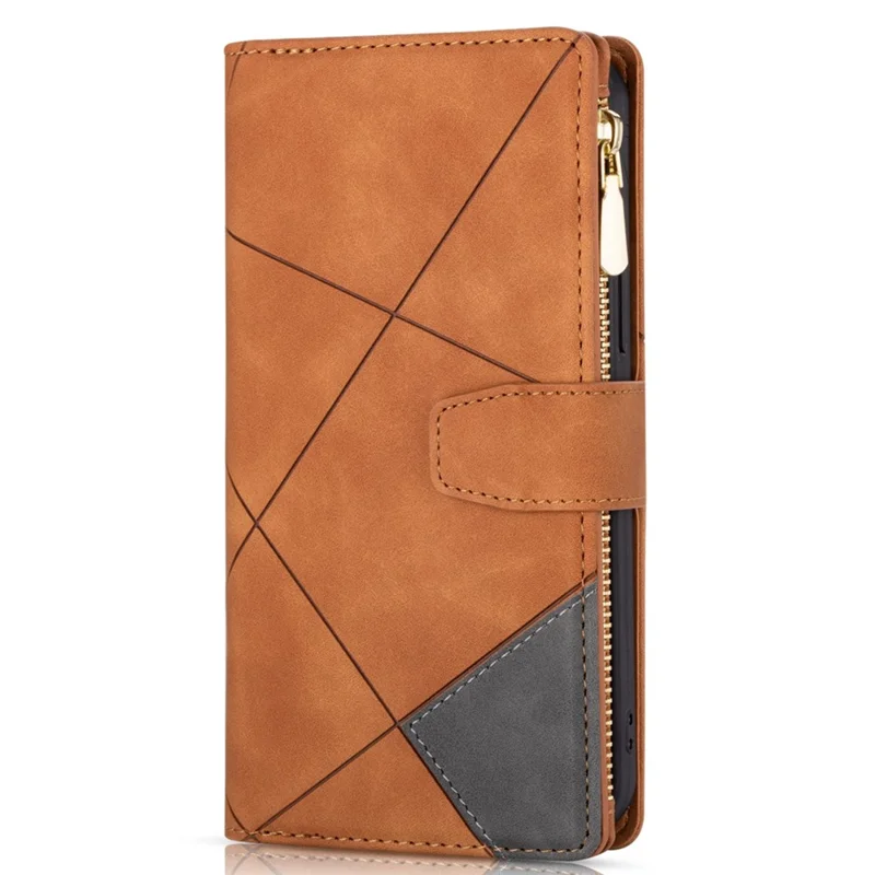 For Xiaomi Redmi 12 4G / 5G (Global) / Poco M6 Pro 5G Case Zipper Pocket Phone Wallet Cover - Brown