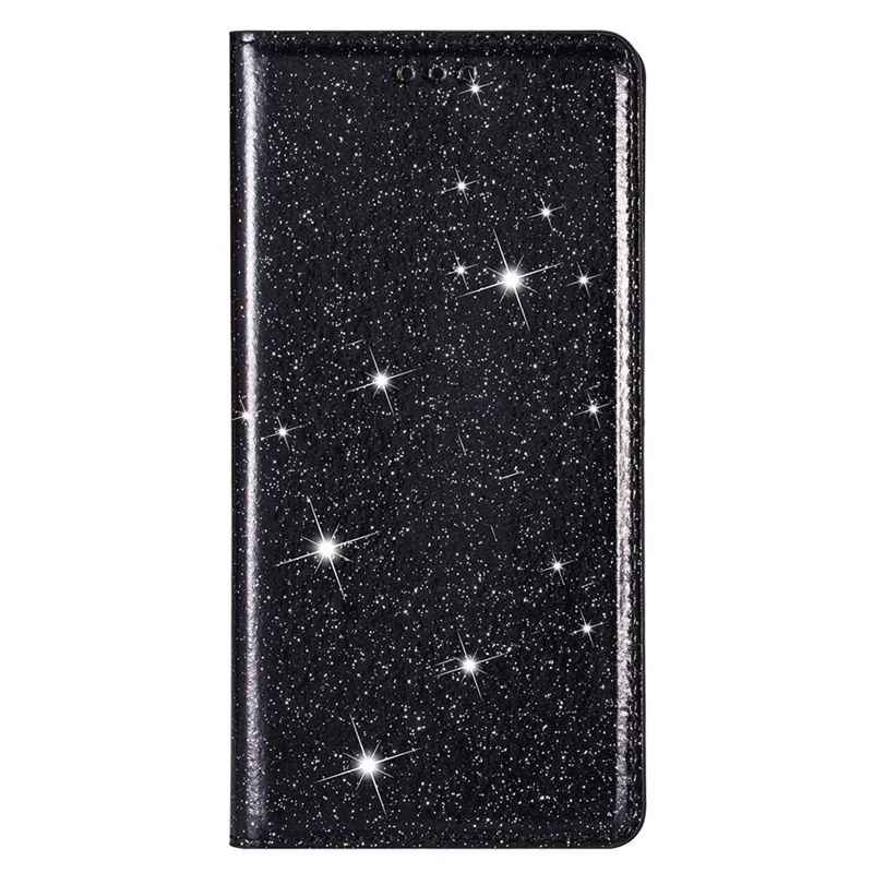 Para Samsung Galaxy A24 4G (162,1 x 77,6 x 8,3 mm) Caso Suporte de Cartão Glitter PU Leather Phone Cover - Preto