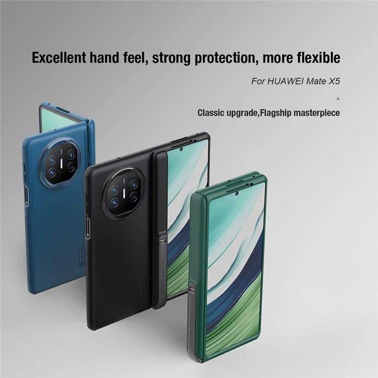 NILLKIN Super Frosted Shield Fold for Huawei Mate X5 Kickstand Phone Case PC Matte Phone Cover - Blue
