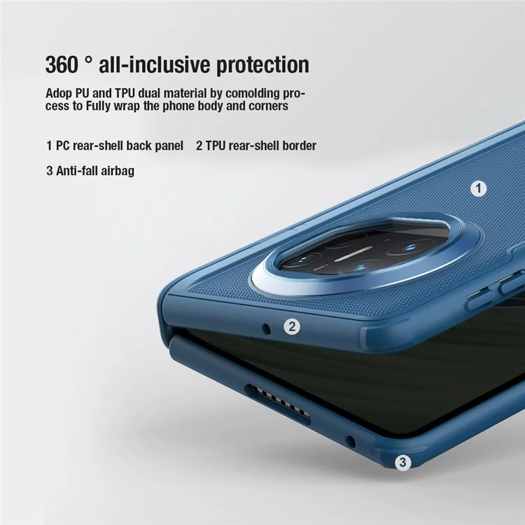 NILLKIN Super Frosted Shield Fold for Huawei Mate X5 Kickstand Phone Case PC Matte Phone Cover - Blue