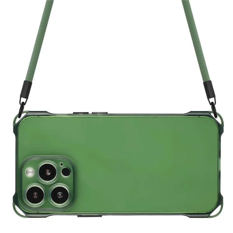 Для iPhone 12 Pro Max 6.7 inch Case Soft TPU Shockproof Phone Cover with Shoulder Strap - Army Green