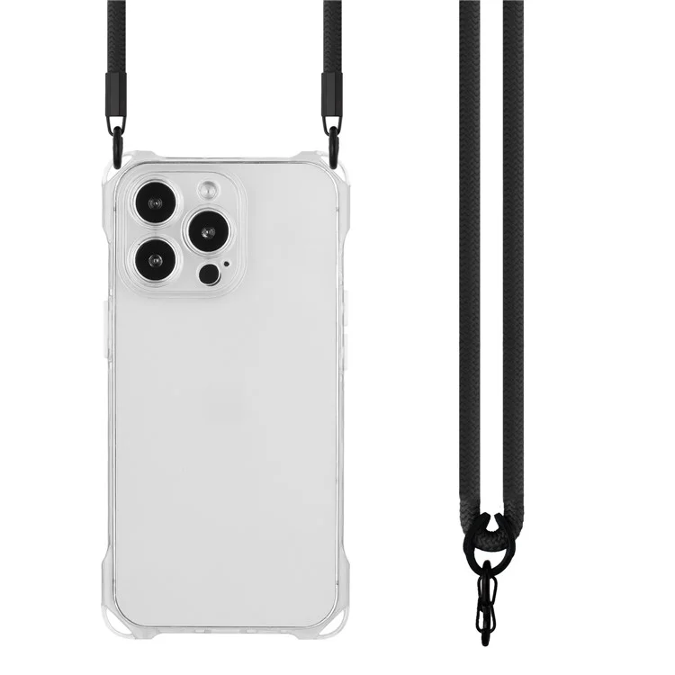 Für iPhone 13 Pro Case Cushioned Corners TPU Phone Cover mit Seil - Transparent
