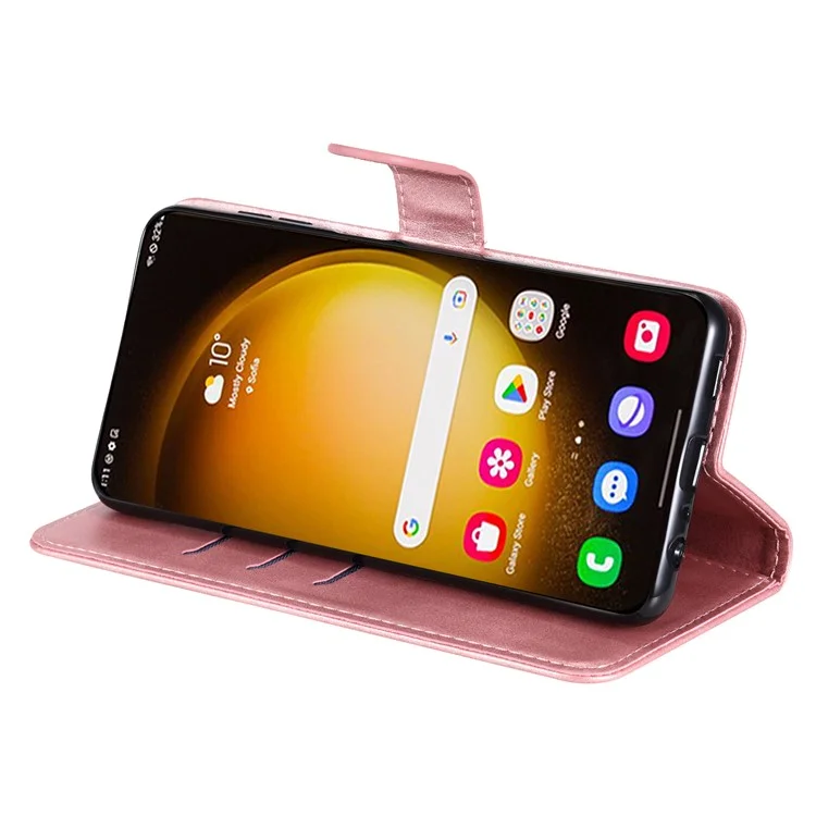 For Samsung Galaxy S24 Ultra Case PU Leather Zipper Wallet Phone Cover - Pink