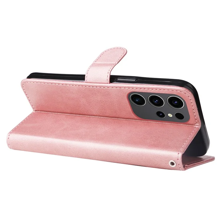 For Samsung Galaxy S24 Ultra Case PU Leather Zipper Wallet Phone Cover - Pink