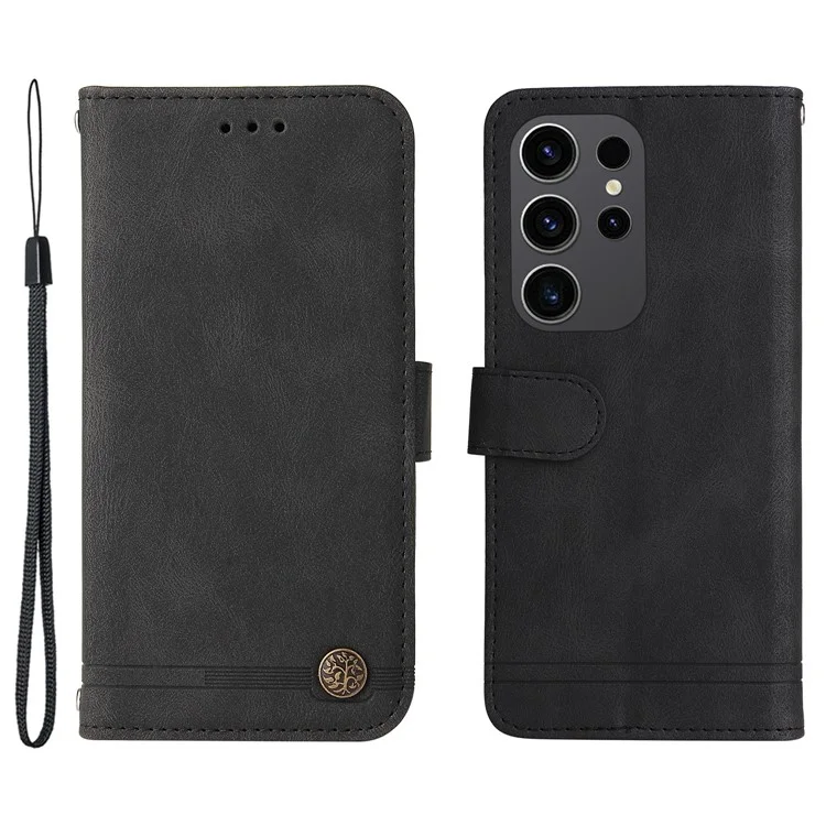 Für Samsung Galaxy S24 Ultra Case Skin-touch Leder Imprägniert Handyhülle - Schwarz