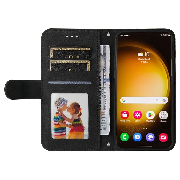 Für Samsung Galaxy S24 Ultra Case Skin-touch Leder Imprägniert Handyhülle - Schwarz