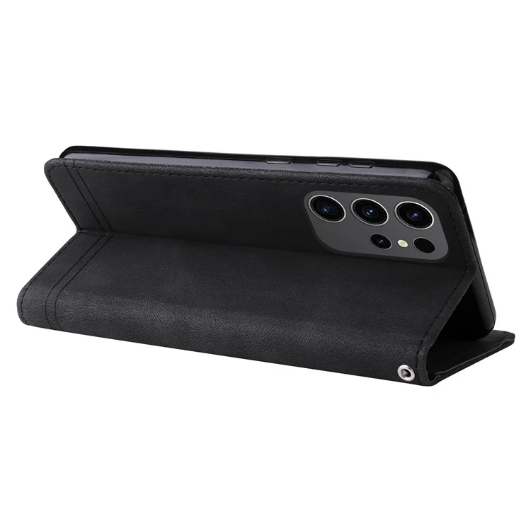Für Samsung Galaxy S24 Ultra Case Skin-touch Leder Imprägniert Handyhülle - Schwarz