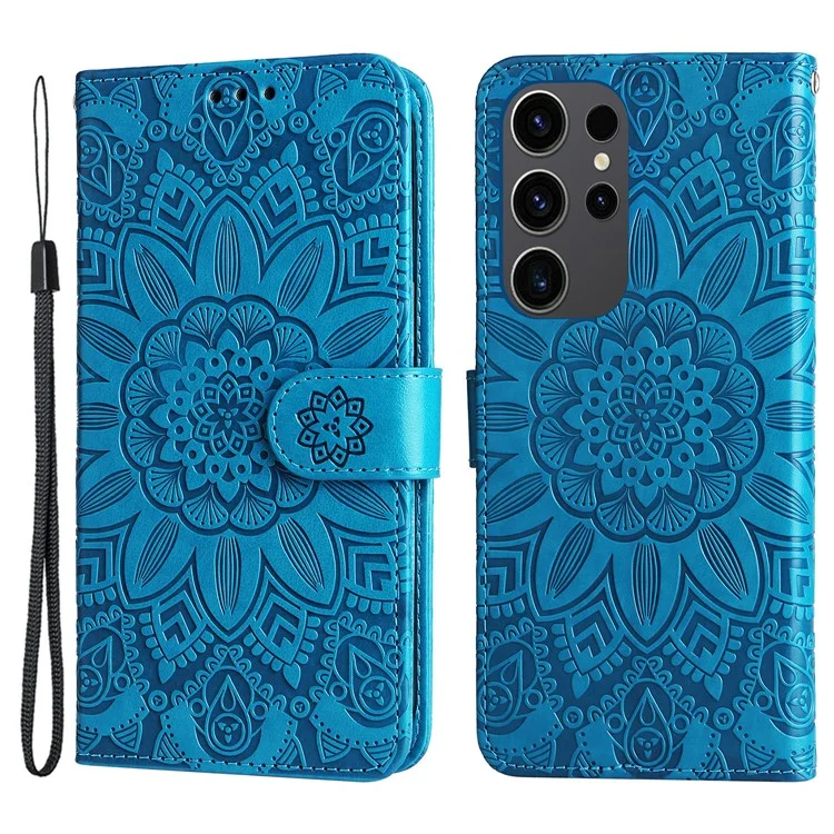 For Samsung Galaxy S24 Ultra Case Leather Wallet Flip Protective Phone Cover - Blue