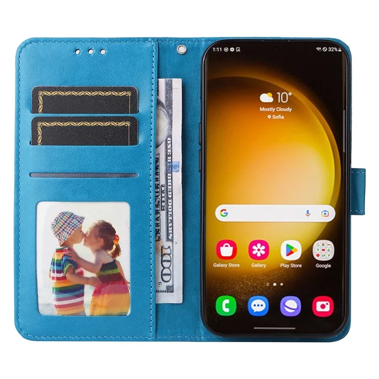 For Samsung Galaxy S24 Ultra Case Leather Wallet Flip Protective Phone Cover - Blue