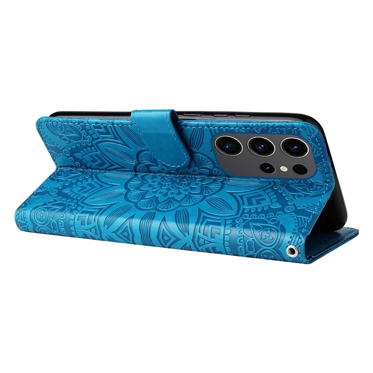 For Samsung Galaxy S24 Ultra Case Leather Wallet Flip Protective Phone Cover - Blue