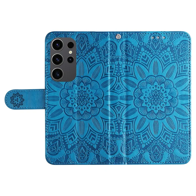 For Samsung Galaxy S24 Ultra Case Leather Wallet Flip Protective Phone Cover - Blue