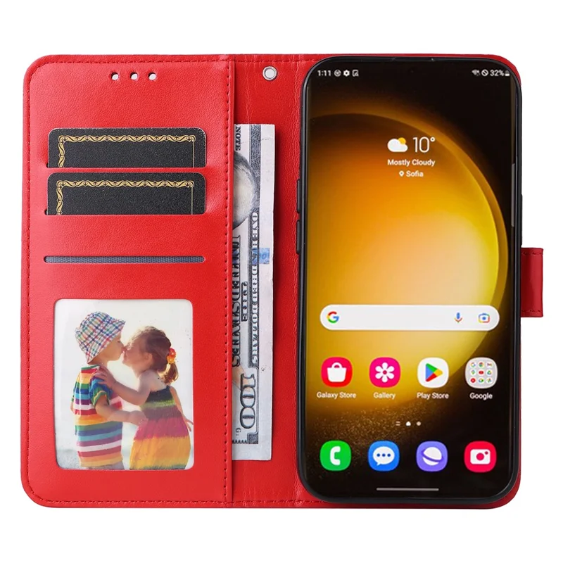 For Samsung Galaxy S24 Ultra Case Leather Wallet Flip Protective Phone Cover - Red