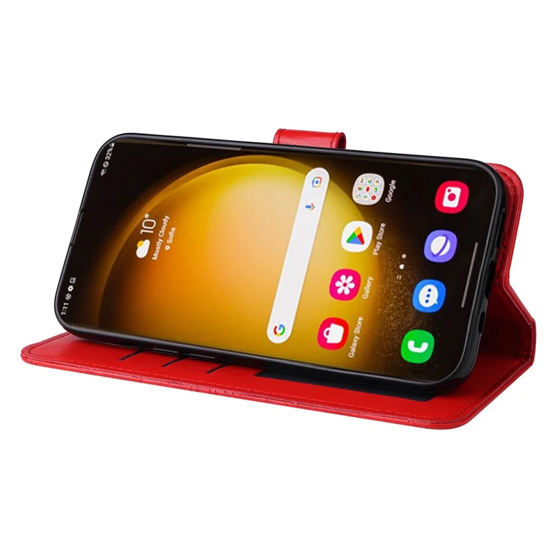 For Samsung Galaxy S24 Ultra Case Leather Wallet Flip Protective Phone Cover - Red