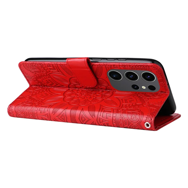 For Samsung Galaxy S24 Ultra Case Leather Wallet Flip Protective Phone Cover - Red