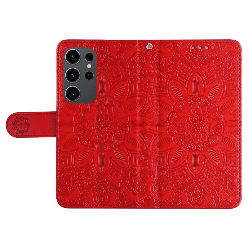For Samsung Galaxy S24 Ultra Case Leather Wallet Flip Protective Phone Cover - Red
