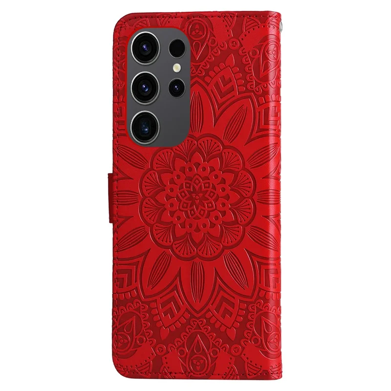 For Samsung Galaxy S24 Ultra Case Leather Wallet Flip Protective Phone Cover - Red