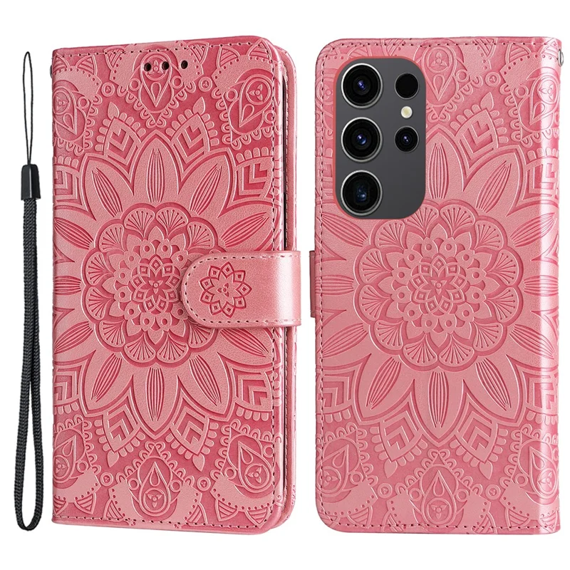 For Samsung Galaxy S24 Ultra Case Leather Wallet Flip Protective Phone Cover - Pink