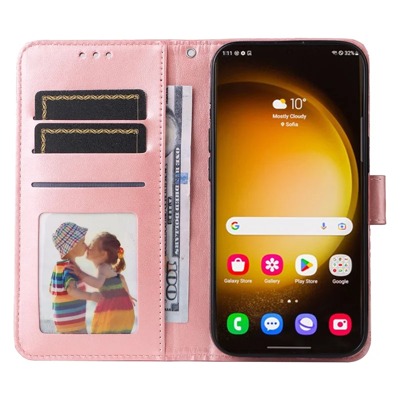 For Samsung Galaxy S24 Ultra Case Leather Wallet Flip Protective Phone Cover - Pink