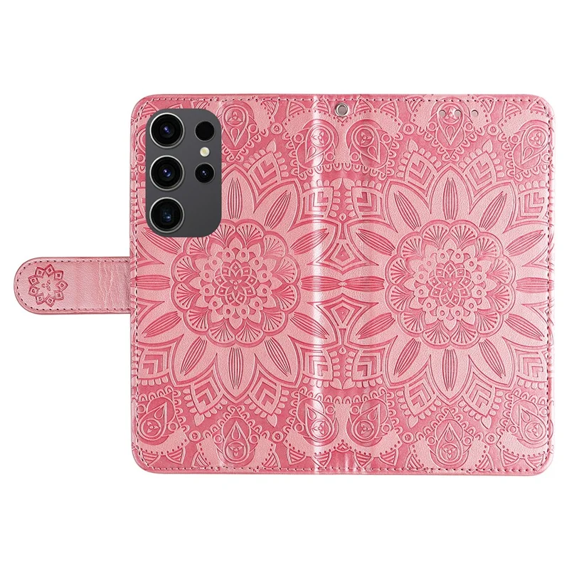 For Samsung Galaxy S24 Ultra Case Leather Wallet Flip Protective Phone Cover - Pink