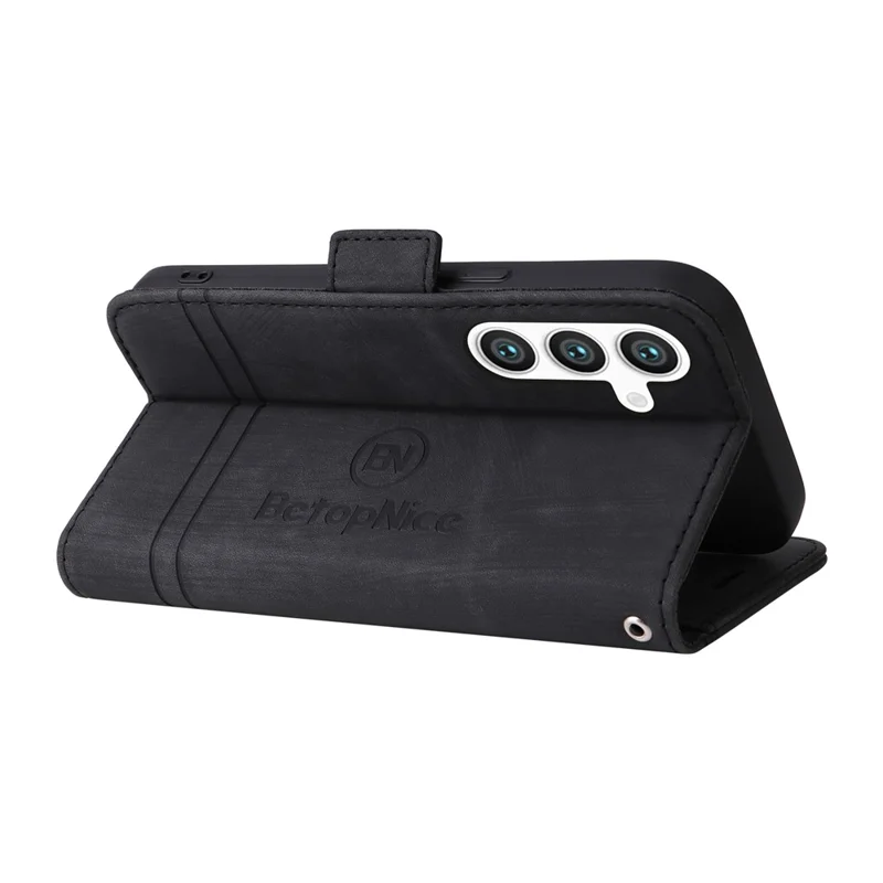 BETOPNICE 001 for Samsung Galaxy S24+ Case Magnetic Flip PU Leather Phone Cover - Black