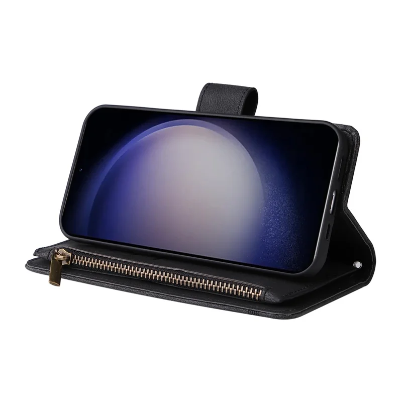 For Samsung Galaxy S24+ Case Multi Card Holder Zipper Phone Cover - Black