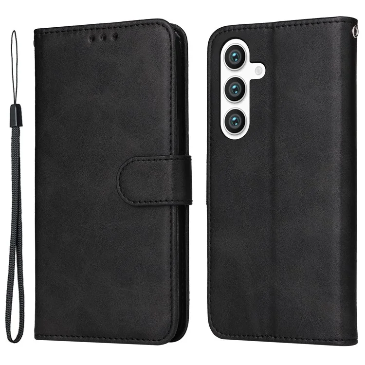 Per Samsung Galaxy S24+ Case Wallet PU Pelle Texture Vitello Custodia Telefonica - Nero