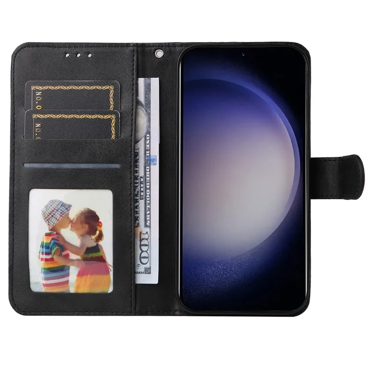 Per Samsung Galaxy S24+ Case Wallet PU Pelle Texture Vitello Custodia Telefonica - Nero