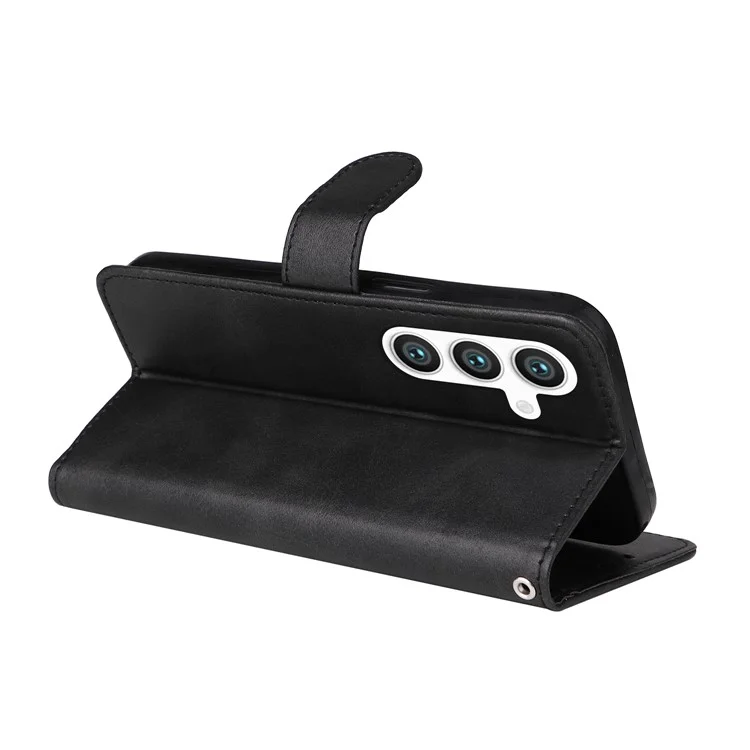 Per Samsung Galaxy S24+ Case Wallet PU Pelle Texture Vitello Custodia Telefonica - Nero