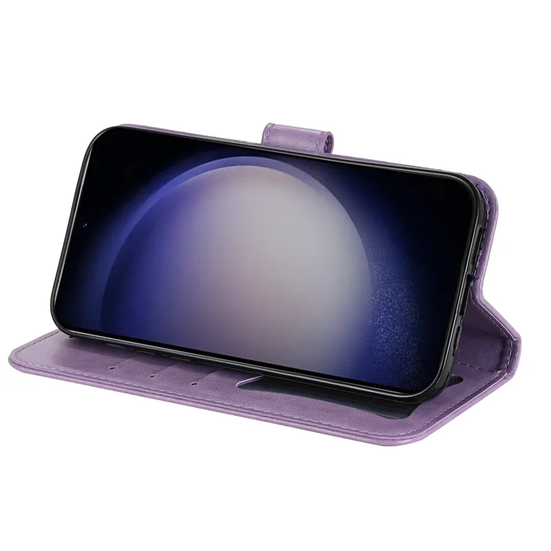 For Samsung Galaxy S24+ Case Floral Pattern PU Leather Wallet Stand Phone Cover - Purple