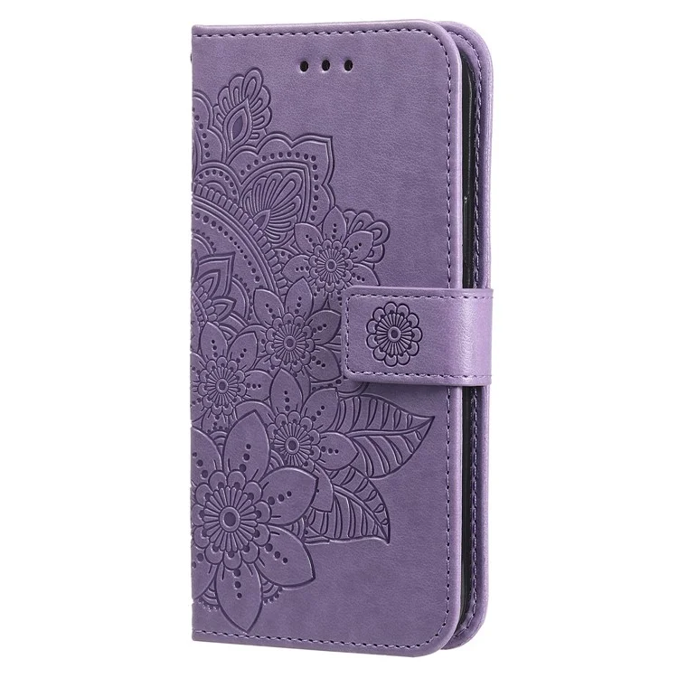 For Samsung Galaxy S24+ Case Floral Pattern PU Leather Wallet Stand Phone Cover - Purple