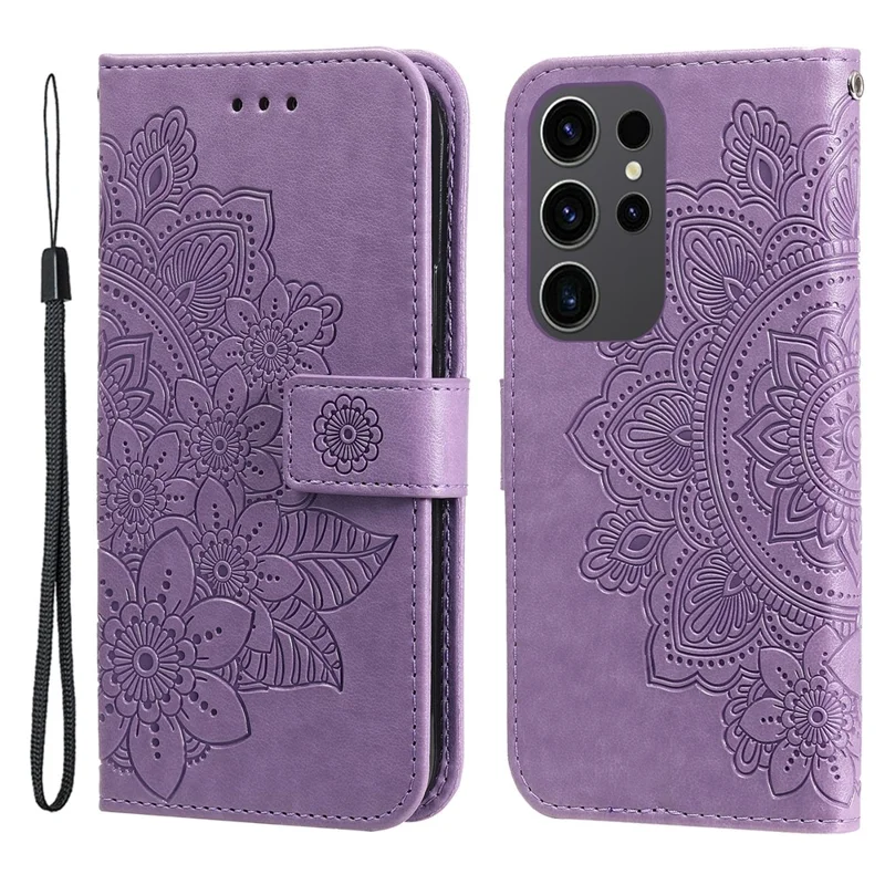 Para Samsung Galaxy S24 Ultra Case Wallet PU Leather Magnetic Flip Folio Phone Cover - Roxo