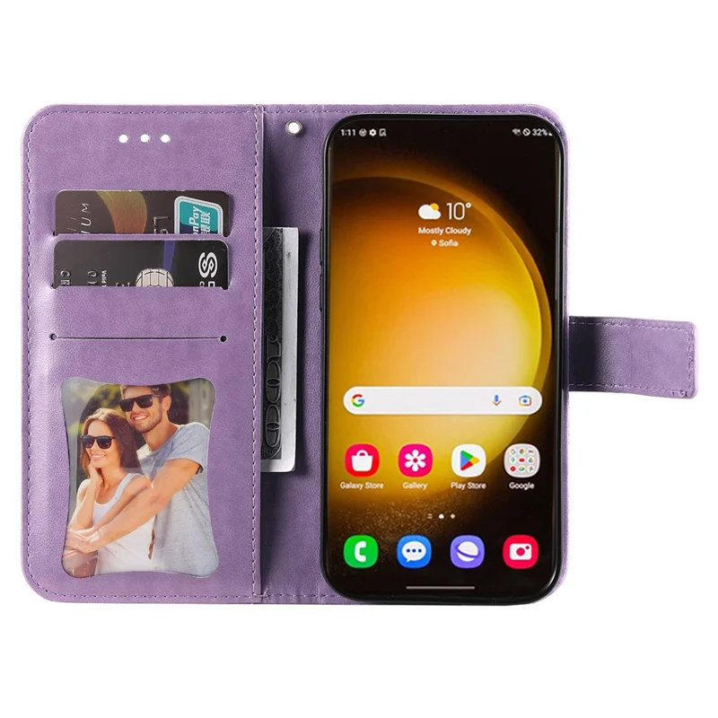 Para Samsung Galaxy S24 Ultra Case Wallet PU Leather Magnetic Flip Folio Phone Cover - Roxo