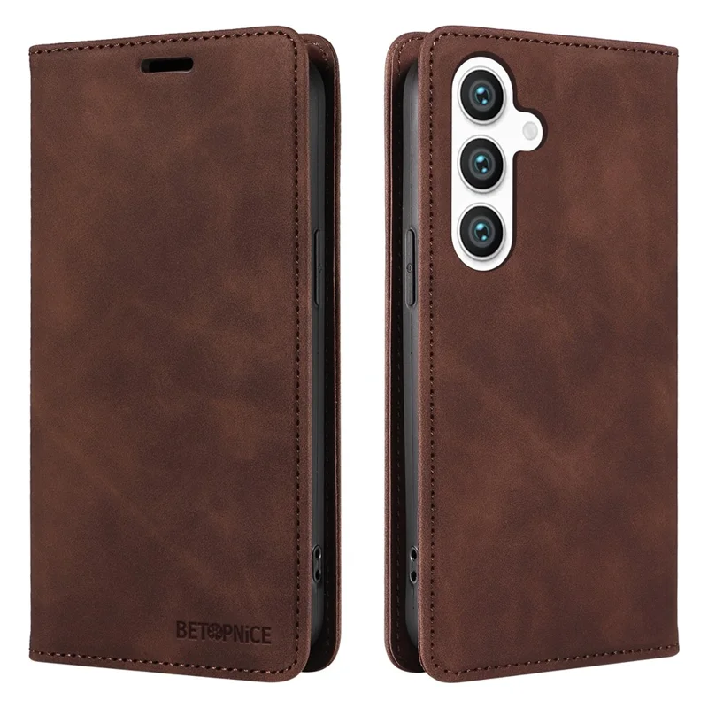 BETOPNICE 003 para Samsung Galaxy S24+ Capa Bloqueio RFID Suporte de Couro Capa de Telefone - Marrom