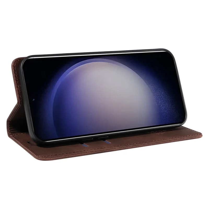 BETOPNICE 003 para Samsung Galaxy S24+ Capa Bloqueio RFID Suporte de Couro Capa de Telefone - Marrom