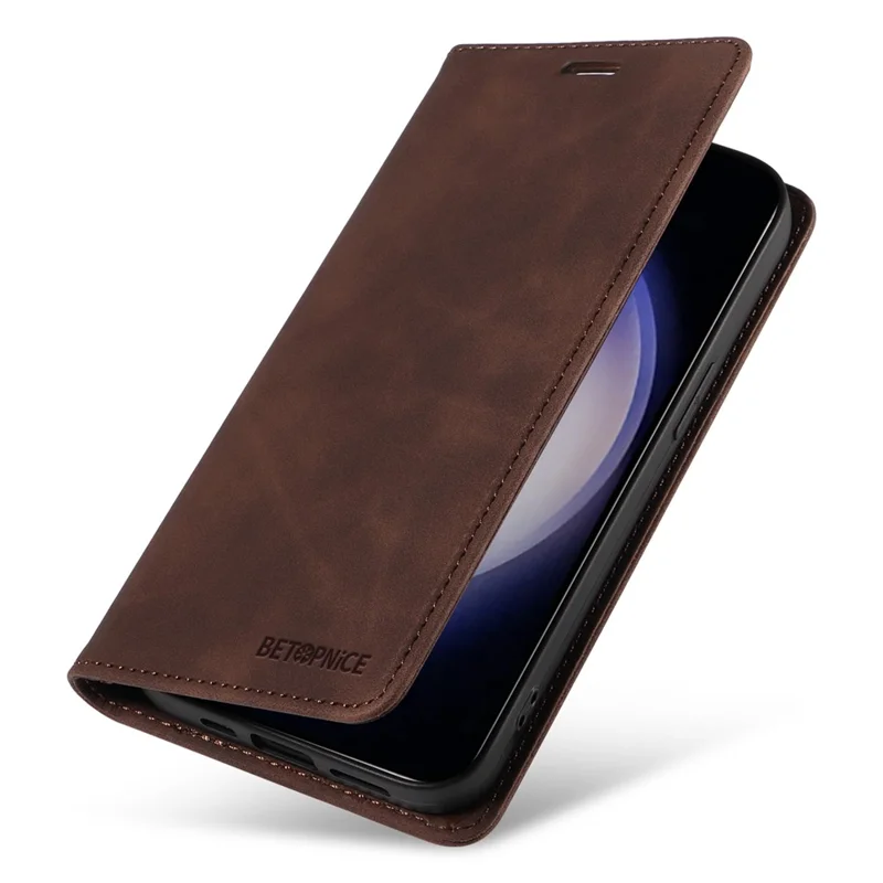BETOPNICE 003 para Samsung Galaxy S24+ Capa Bloqueio RFID Suporte de Couro Capa de Telefone - Marrom