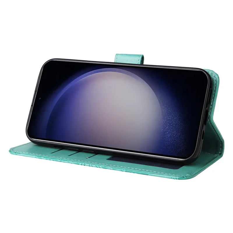 For Samsung Galaxy S24+ Case PU Leather Stand Wallet Sunflower Phone Cover - Green