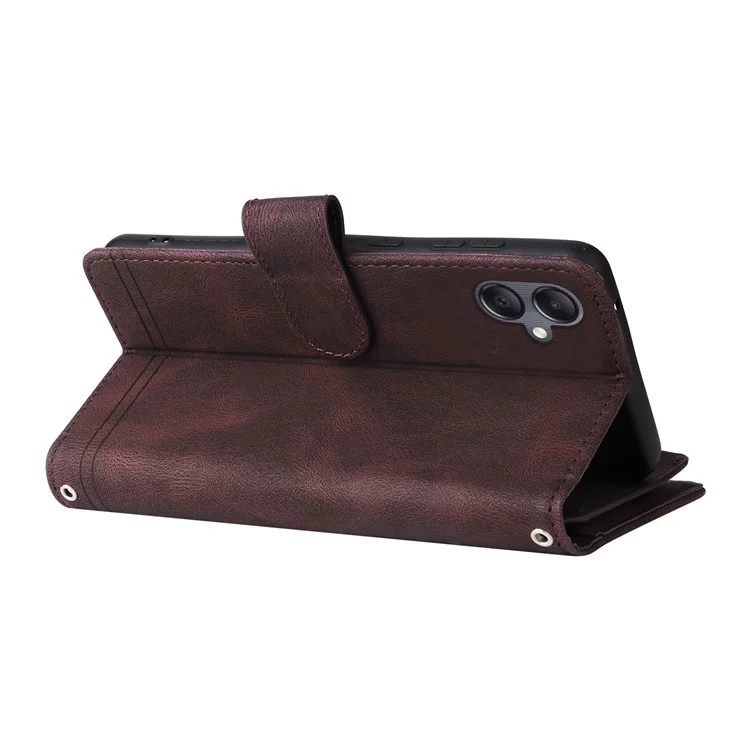 Für Samsung Galaxy A05 4G Case Zipper Pocket Wallet Phone Leather Cover - Braun