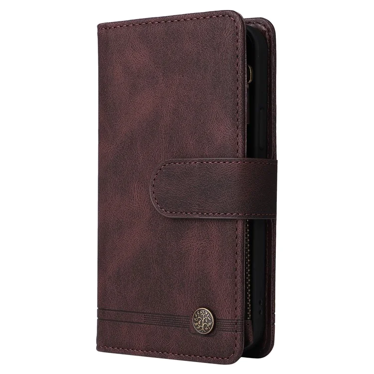 Für Samsung Galaxy A05 4G Case Zipper Pocket Wallet Phone Leather Cover - Braun