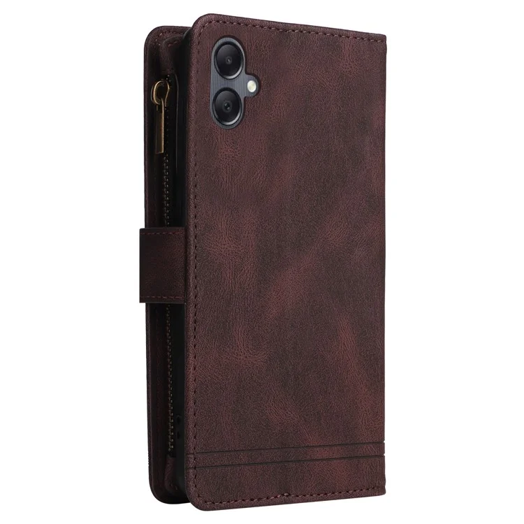 Für Samsung Galaxy A05 4G Case Zipper Pocket Wallet Phone Leather Cover - Braun