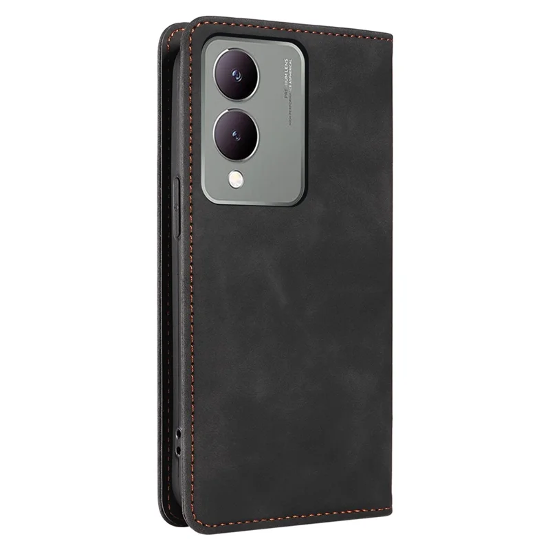 BETOPNICE 003 para vivo Y17s 4G Case RFID Blocking Wallet Phone Stand Cover - Preto