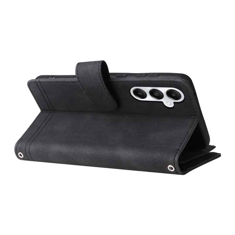 Per Samsung Galaxy A05s 4G Case Multiple Card Slots Leather Stand Phone Cover - Black
